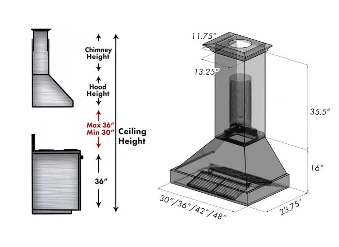 36" Snow Finish Range Hood with Black Matte Shell (8654BLM-36)