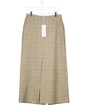 Arket Beige Checked Wool Pencil Skirt UK 8