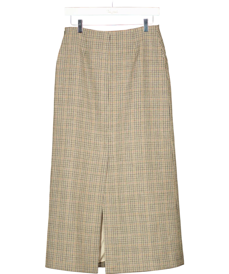 Arket Beige Checked Wool Pencil Skirt UK 8