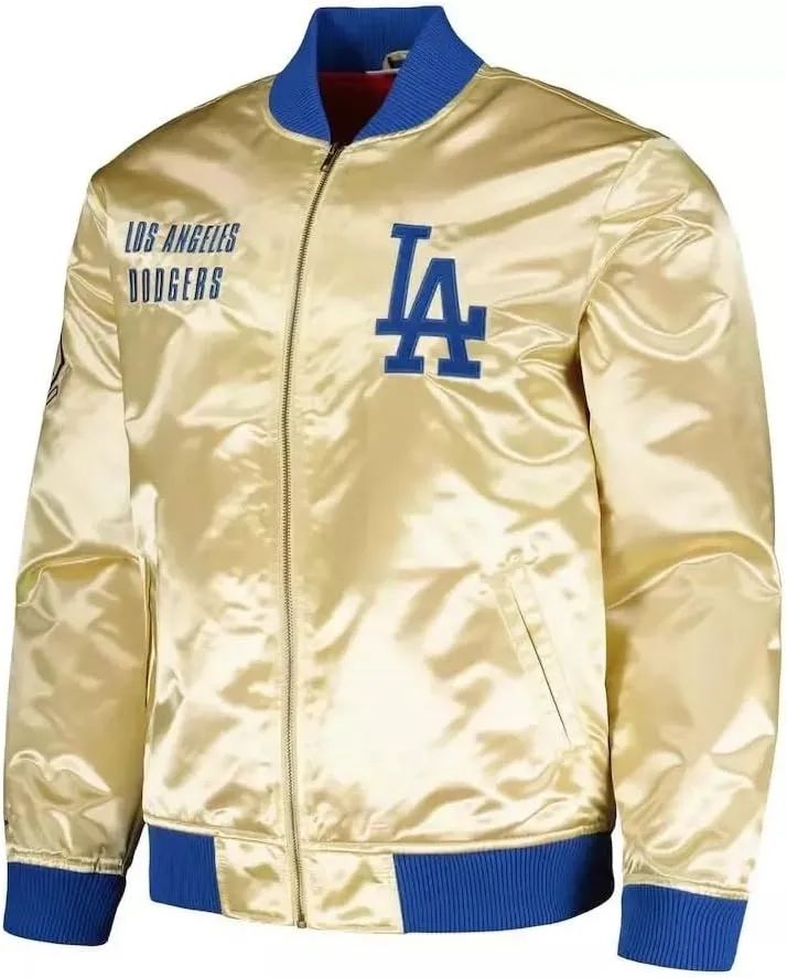 Baseball varsity jacket - LA blue and white letterman jacket for men.