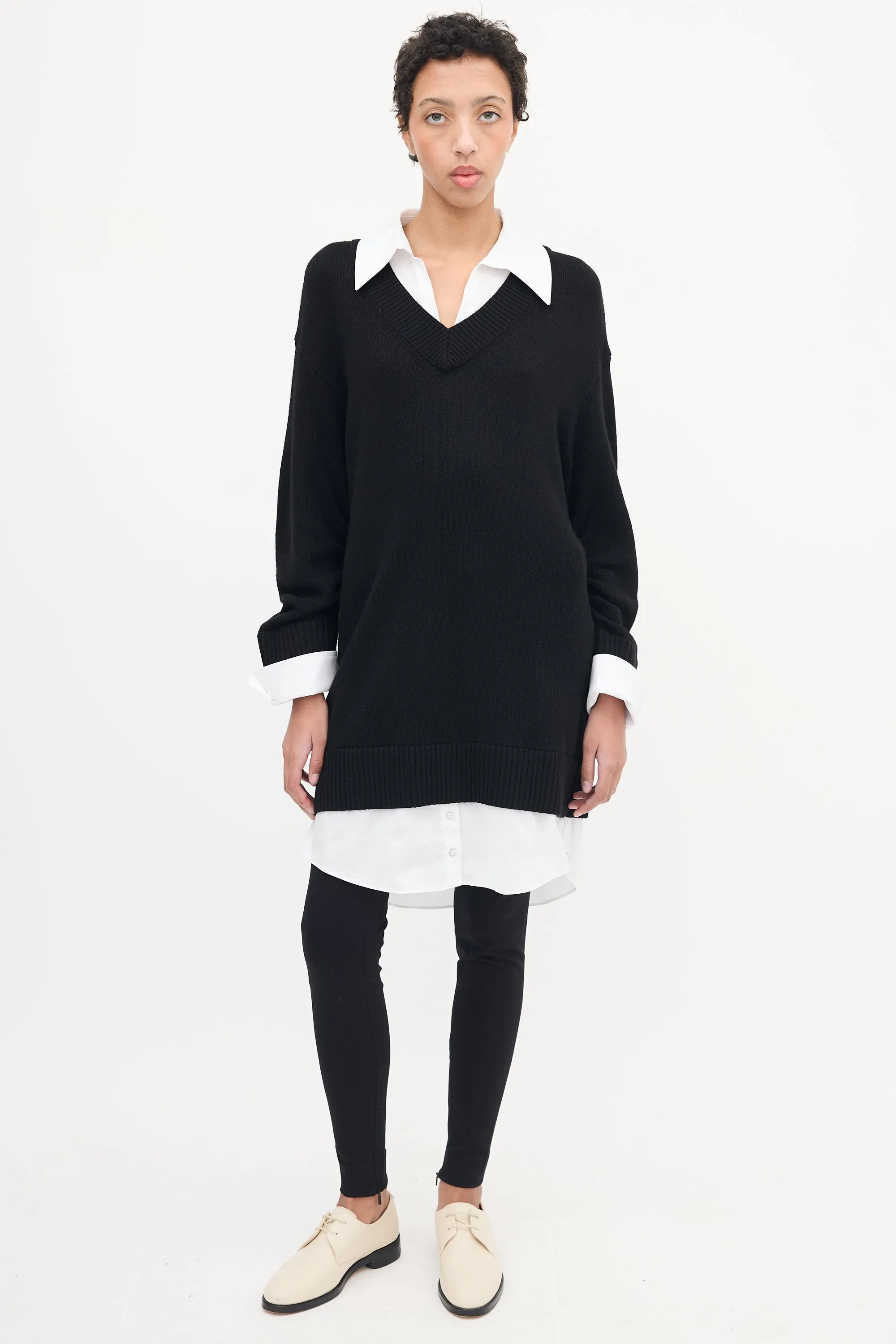 Black & White Knit Layered Sweater