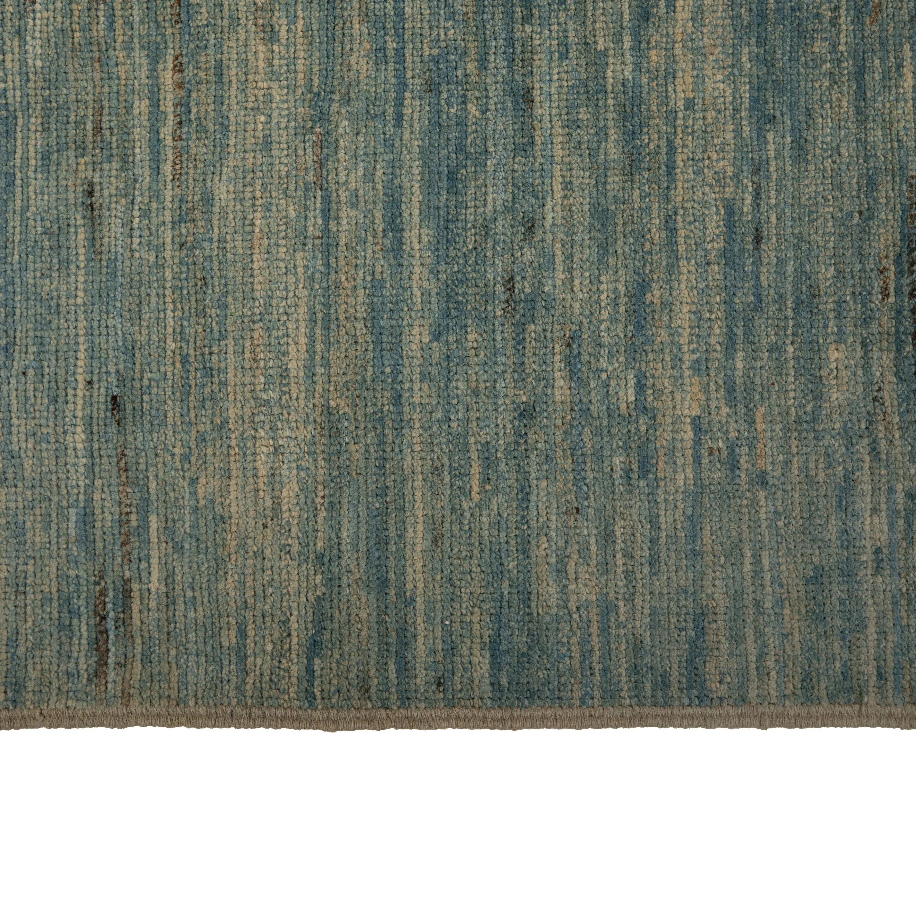 Blue Solid Zameen Modern Wool Rug - 9'1" x 11'10"