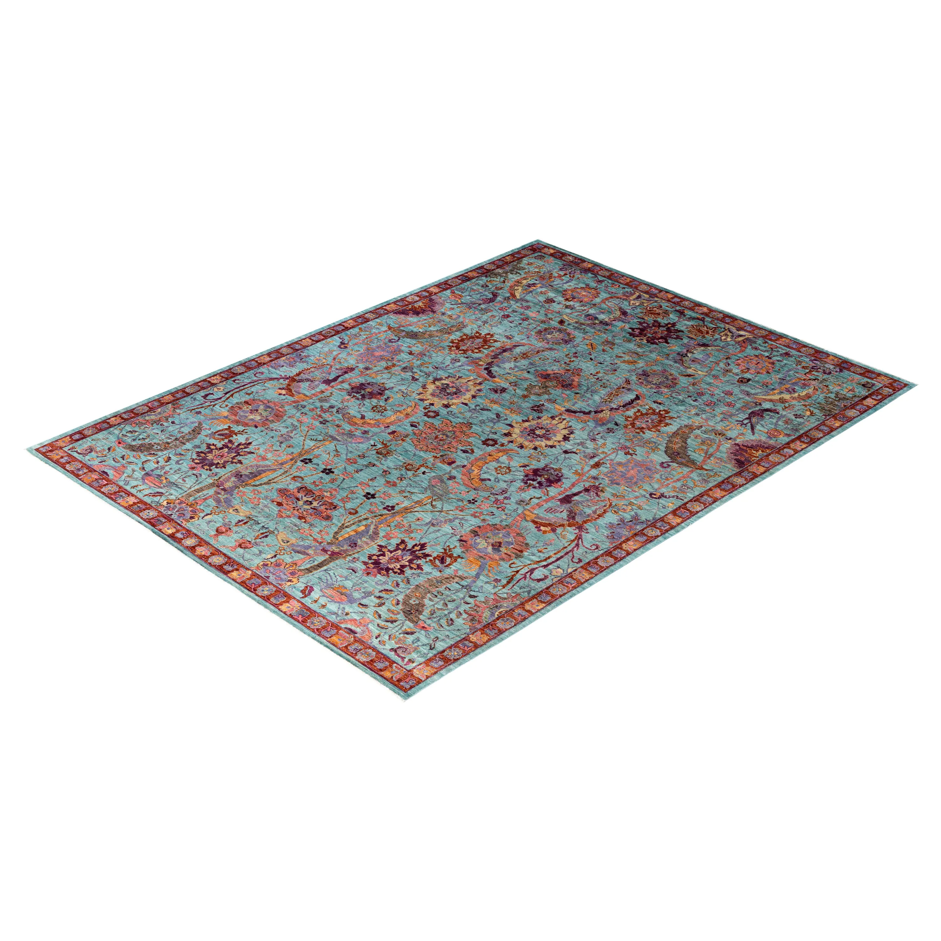 Blue Traditional Wool Rug - 8'10" x 12'2"