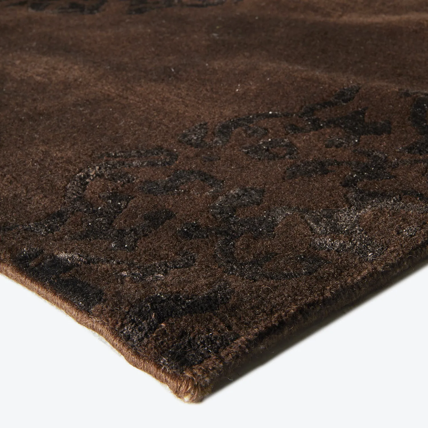 Brown Transitional Tibetan Wool Silk Blend Runner - 3'11" x 11'8"