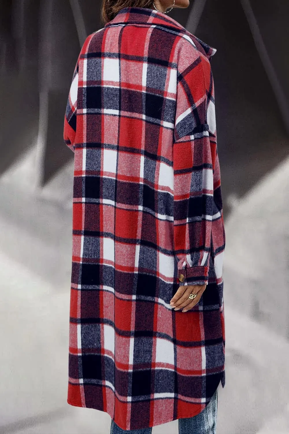 CHICZONE Womens Plaid Shacket Jacket Long Corduroy Shirt Casual Lapel Button Down Flannel Trench Coats