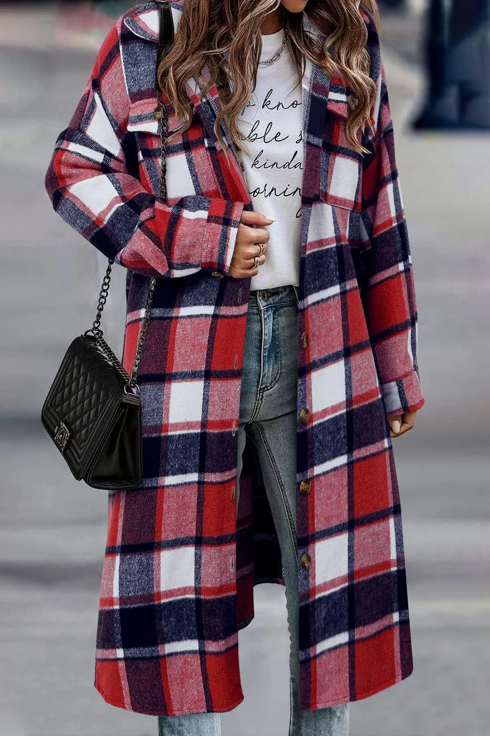 CHICZONE Womens Plaid Shacket Jacket Long Corduroy Shirt Casual Lapel Button Down Flannel Trench Coats