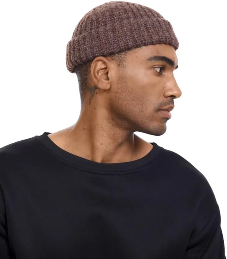 Chunky Wool Fisherman Short Beanie Hats Skull Cap for Men, Mens Thick Skater Streetwear Fishermans Beanie Daily Hat