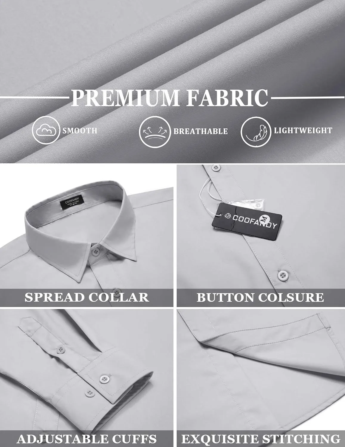 COOFANDY Men's Dress Shirts Long Sleeve Button Up Shirts Formal Business Shirt