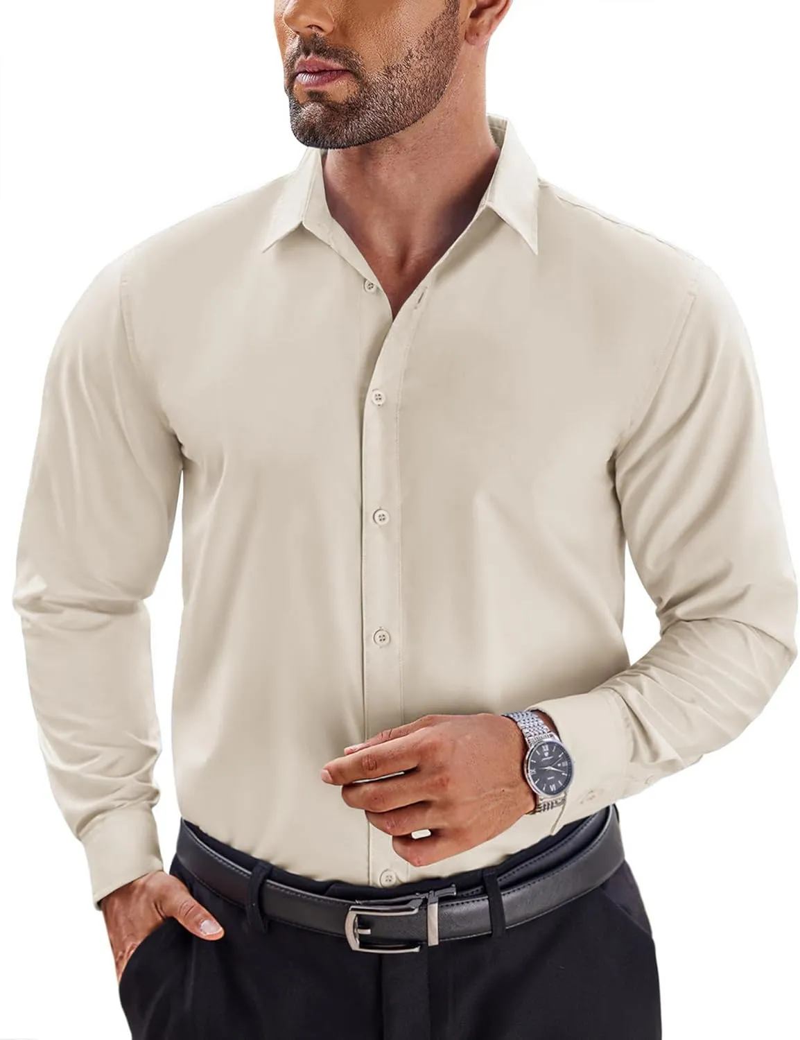 COOFANDY Men's Dress Shirts Long Sleeve Button Up Shirts Formal Business Shirt