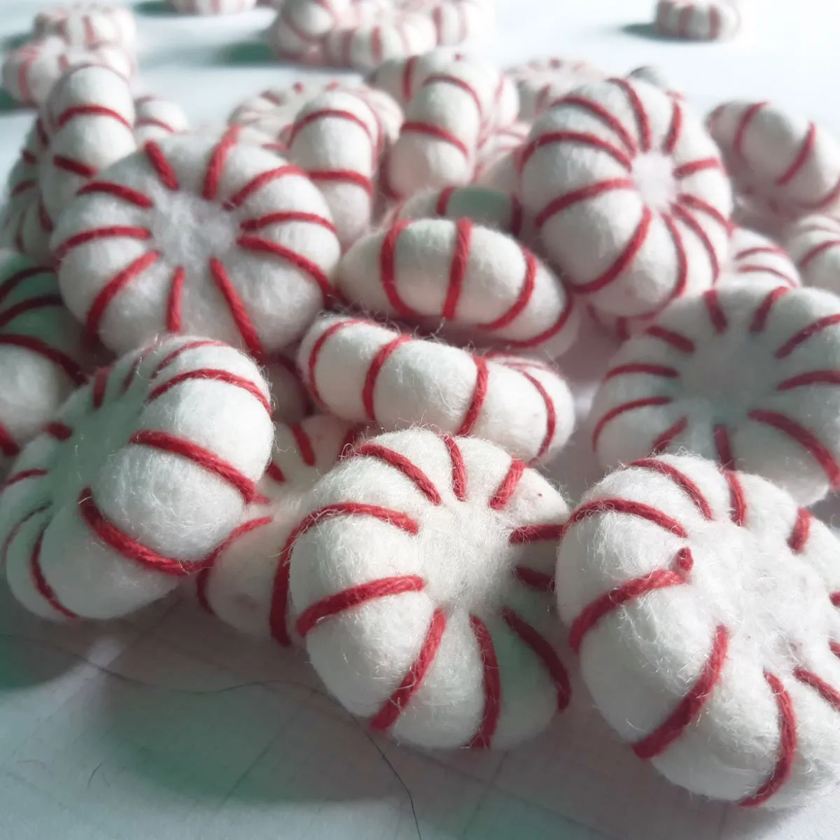 Felt Peppermint Candy Disk White