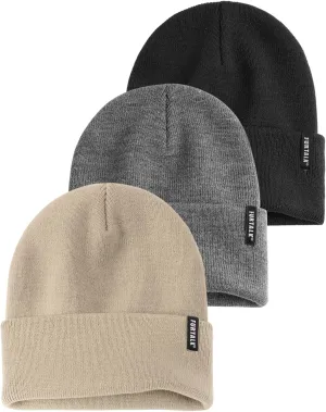 FURTALK 3 Pack Beanie for Men Women Unisex Cuffed Thick Knitted Unisex Winter Hat Skull Cap