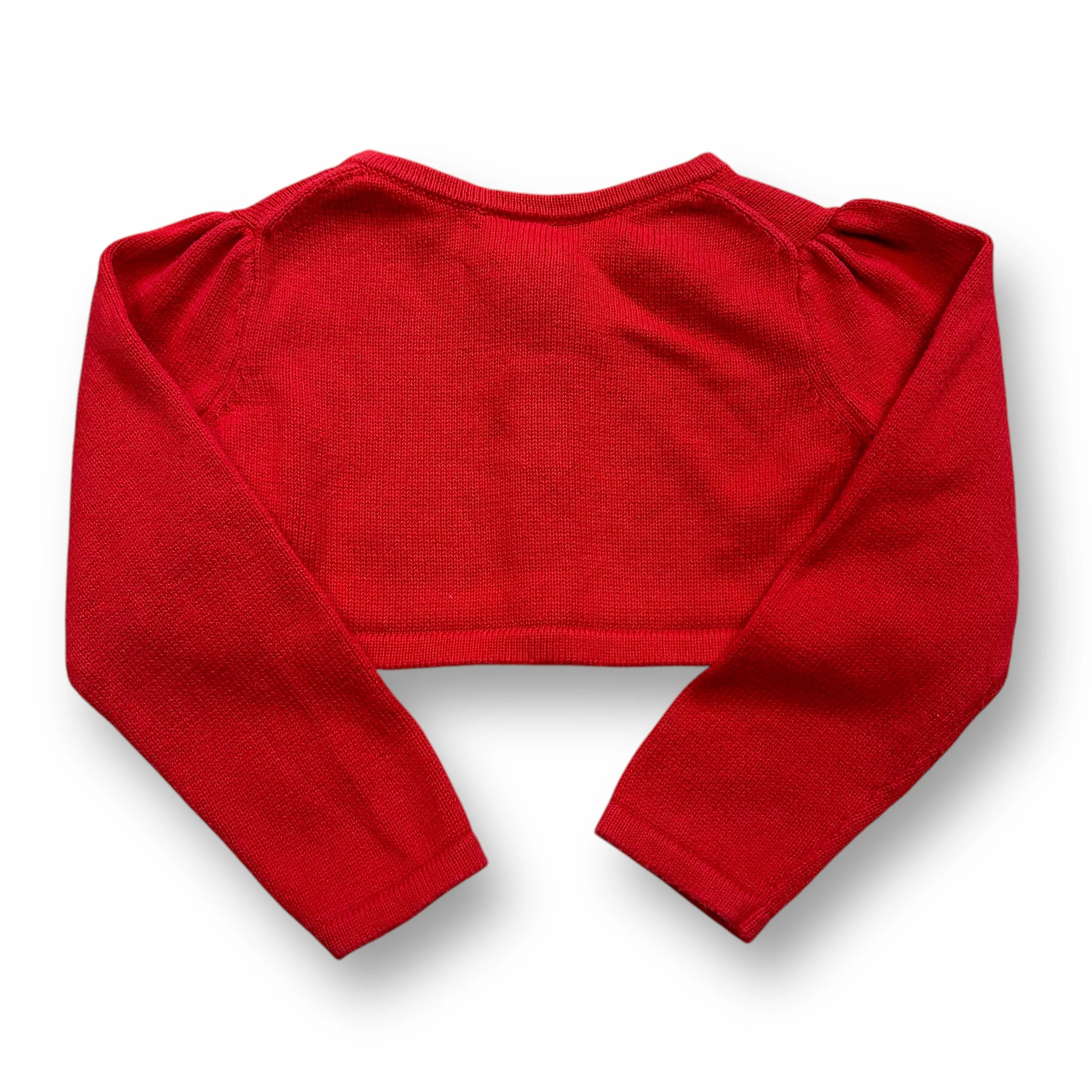 Girls Janie and Jack Size 2T Bright Red Cardigan with Heart Buttons