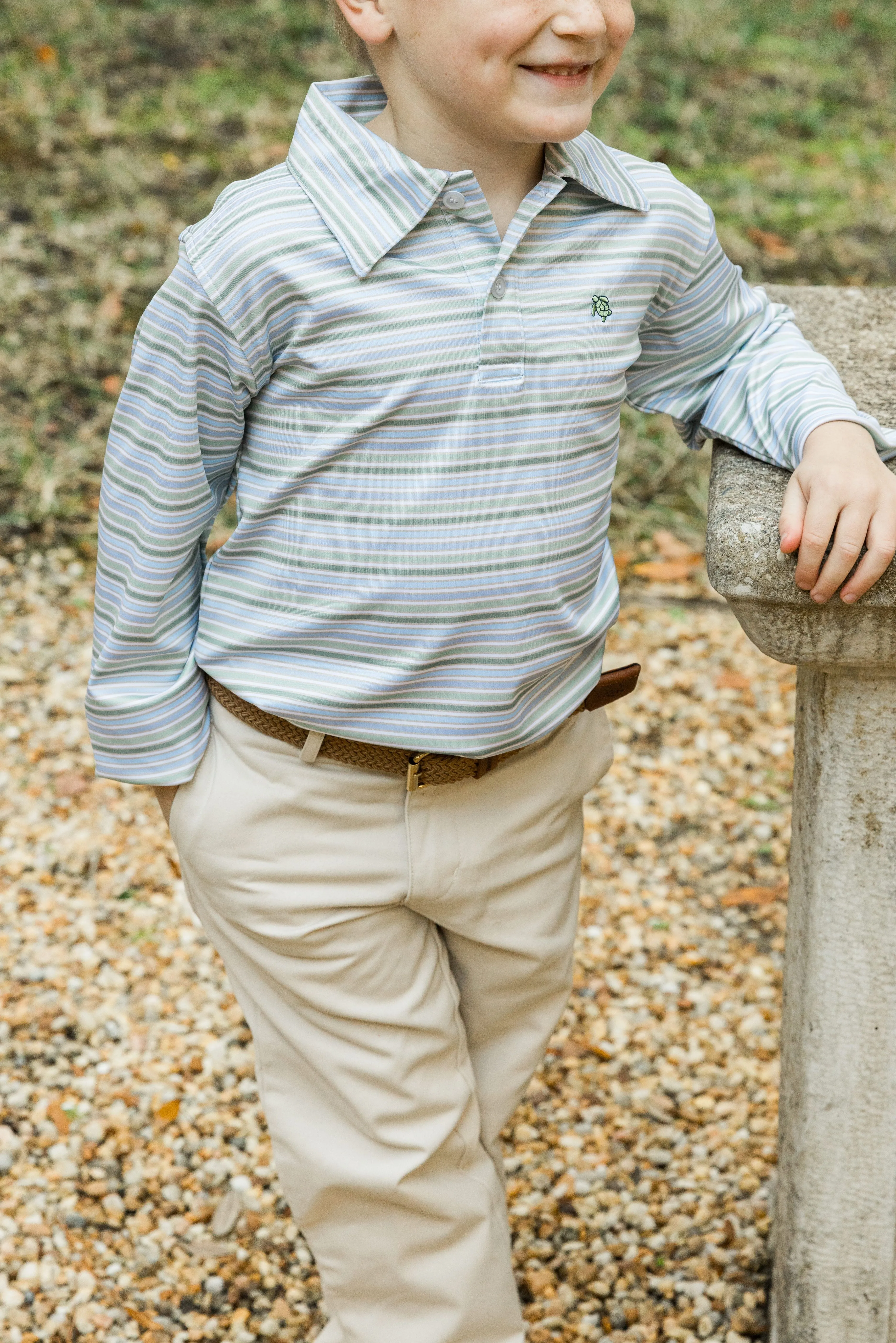 Harry L/S Striped Performance Polo-Pine