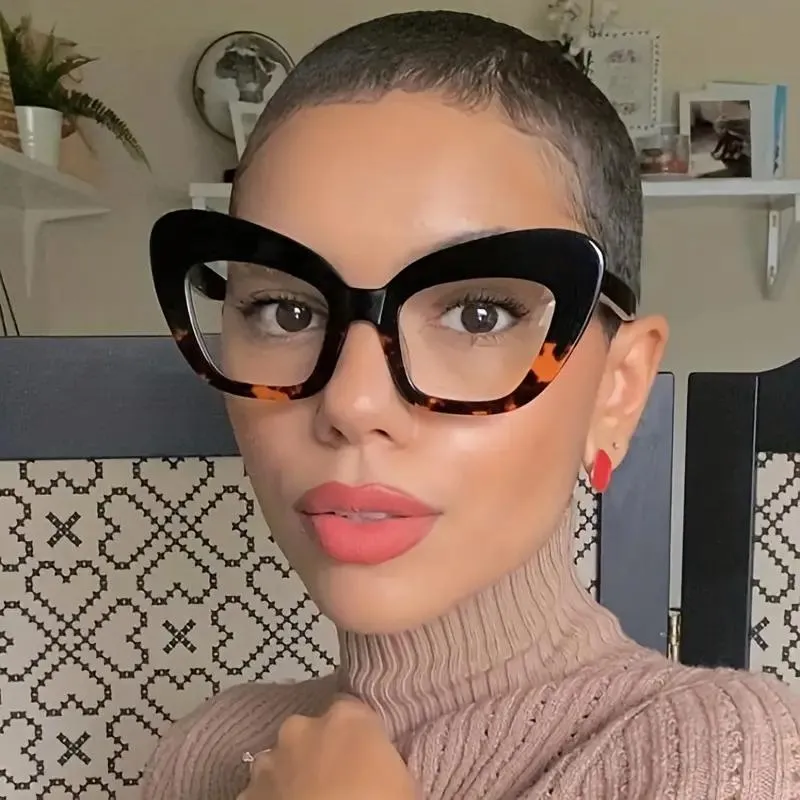 Hot Girls Blue Light Protection Oversized Cat Eye Sunglasses
