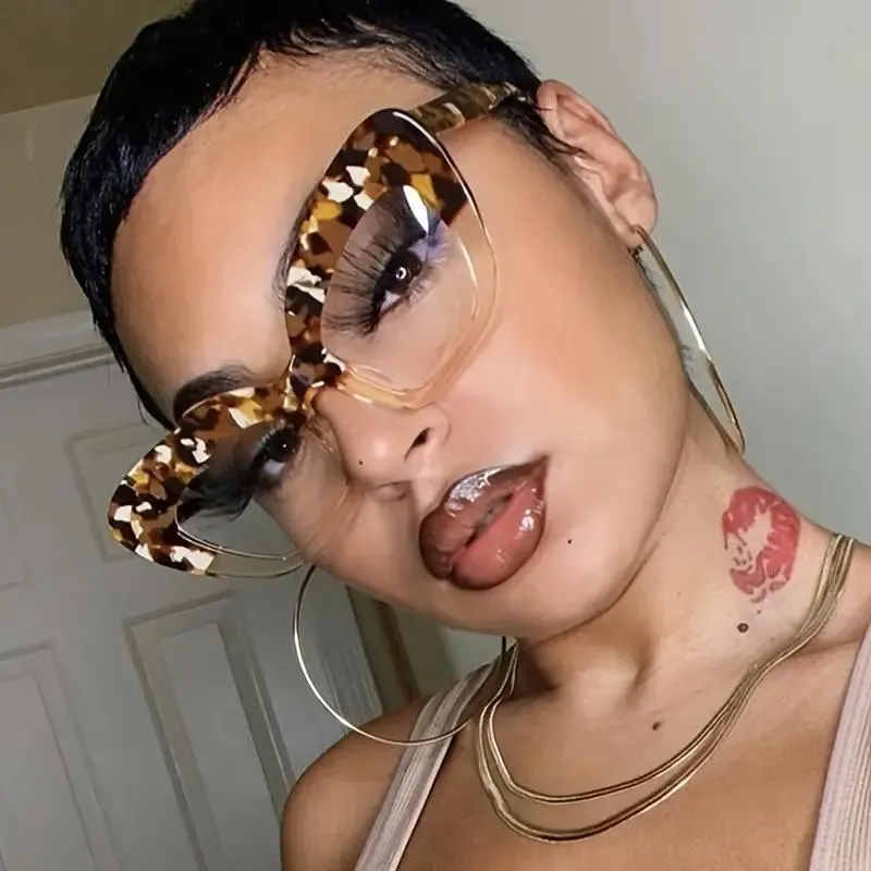 Hot Girls Blue Light Protection Oversized Cat Eye Sunglasses