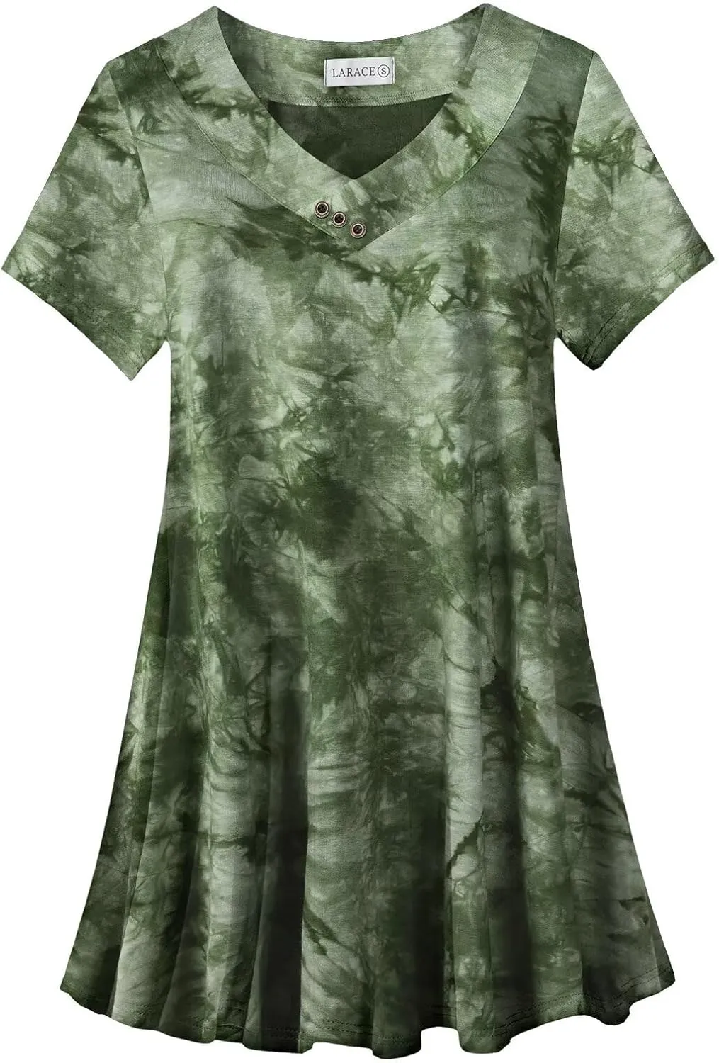 LARACE Plus Size Tops for Womens T Shirts Button Down Summer Clothes Short Sleeve Tunics Casual V Neck Blouses