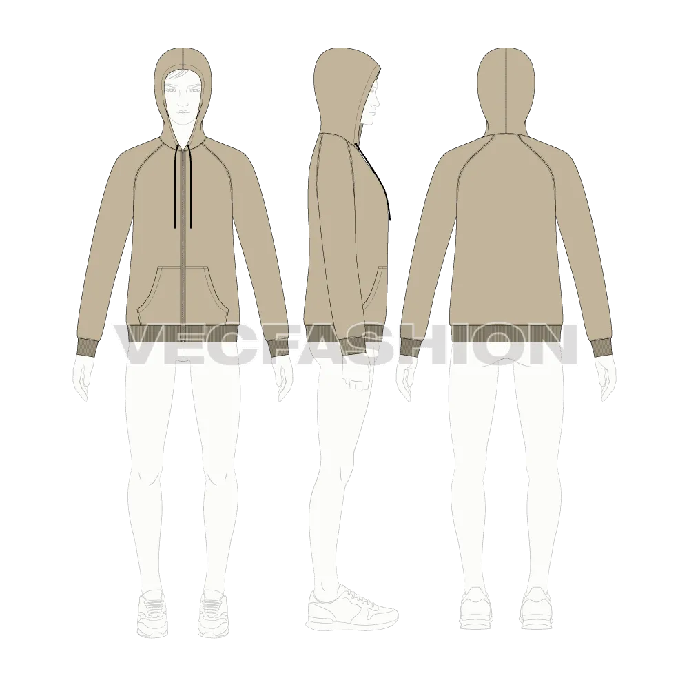 Men's Slim Fit Raglan Sleeved Hoodie