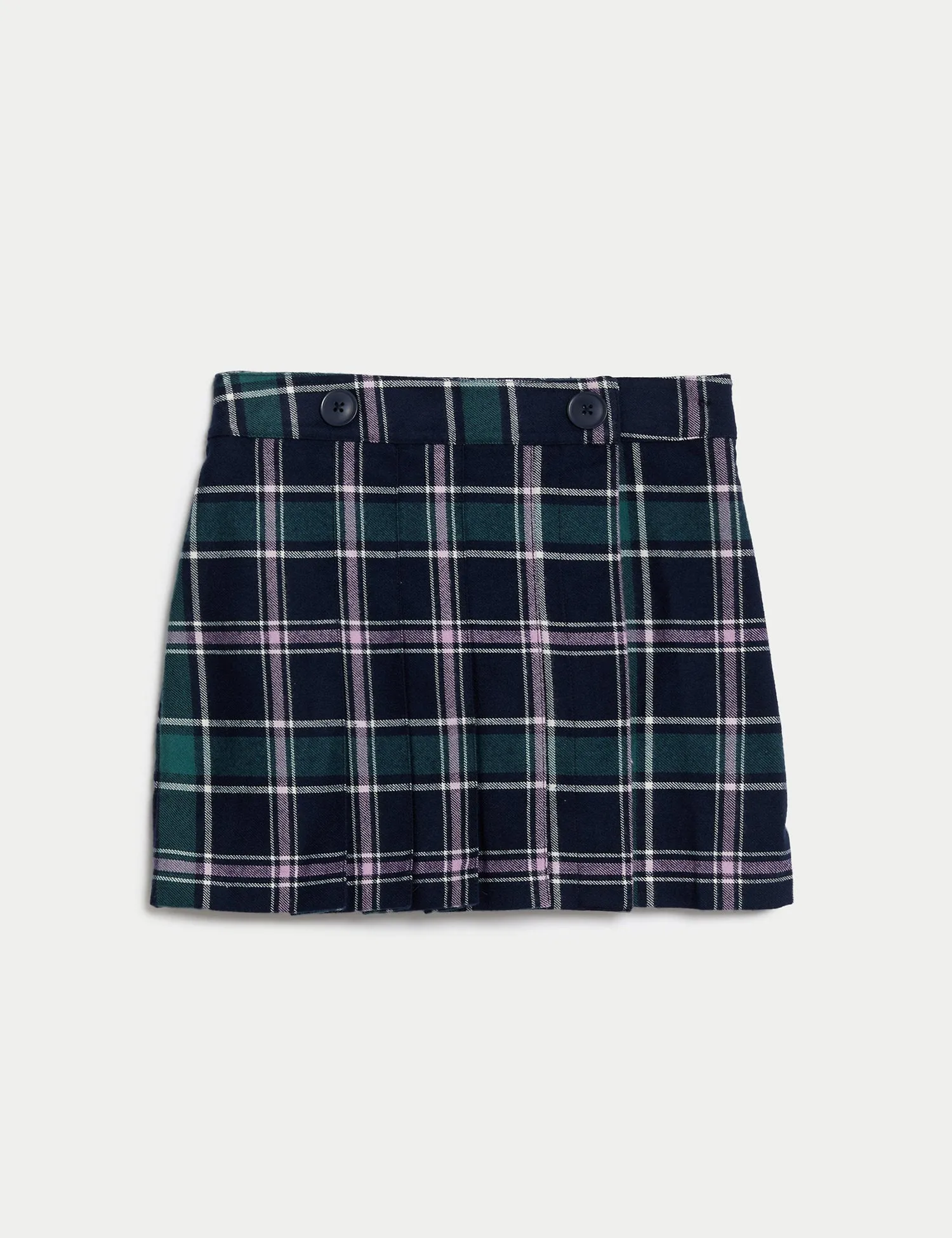 Mini Cotton Blend Checked Skirt