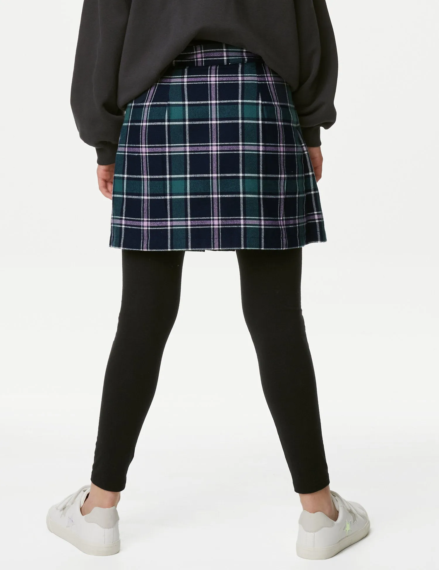 Mini Cotton Blend Checked Skirt