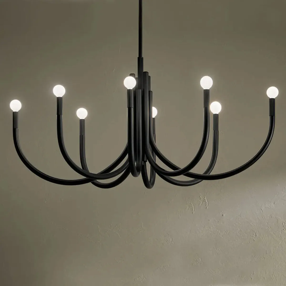 Odensa 46 in. 8 Lights Chandelier Black Finish