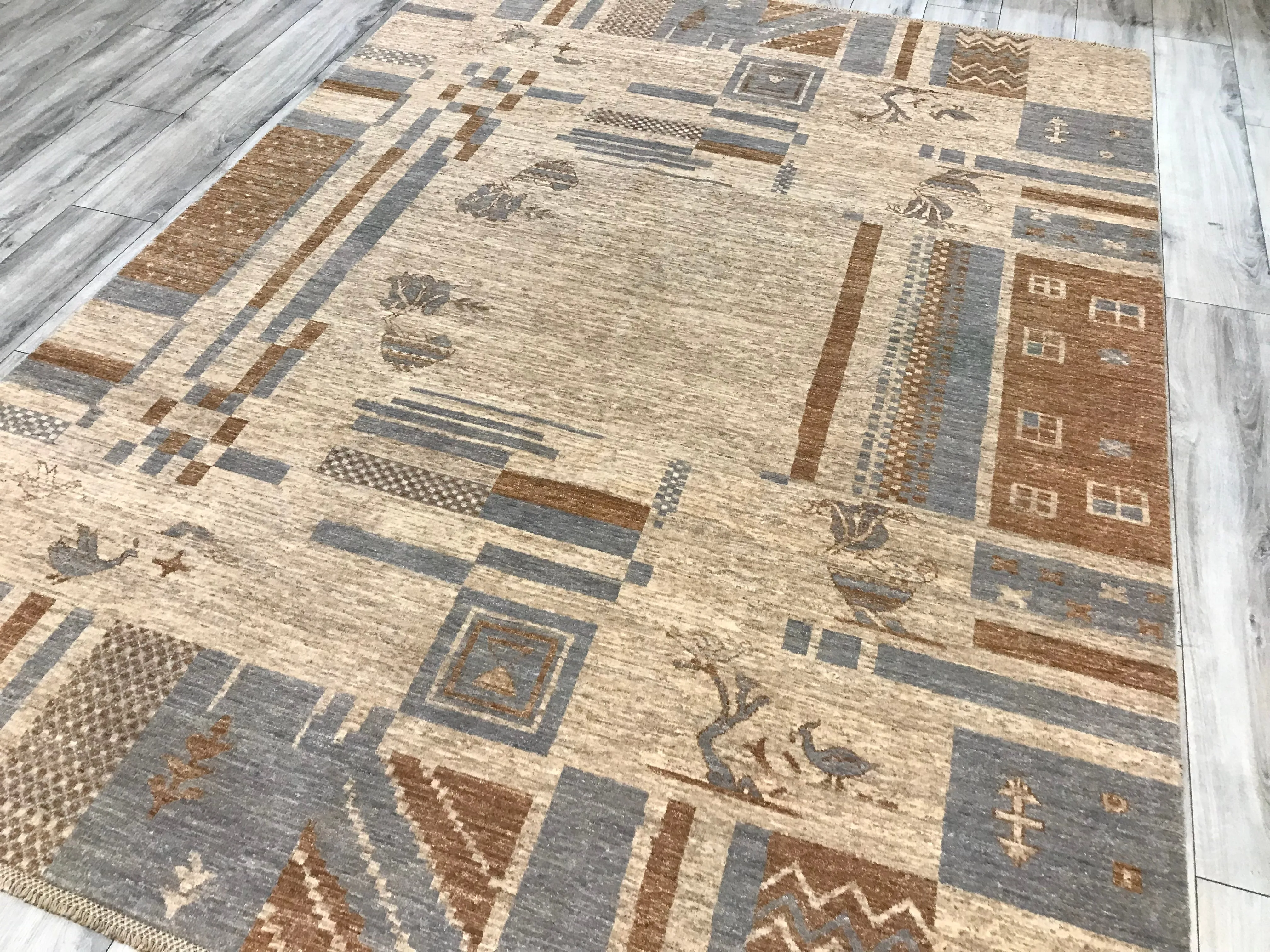 Pakistan I Kat Modern Hand Knotted Wool 7x9