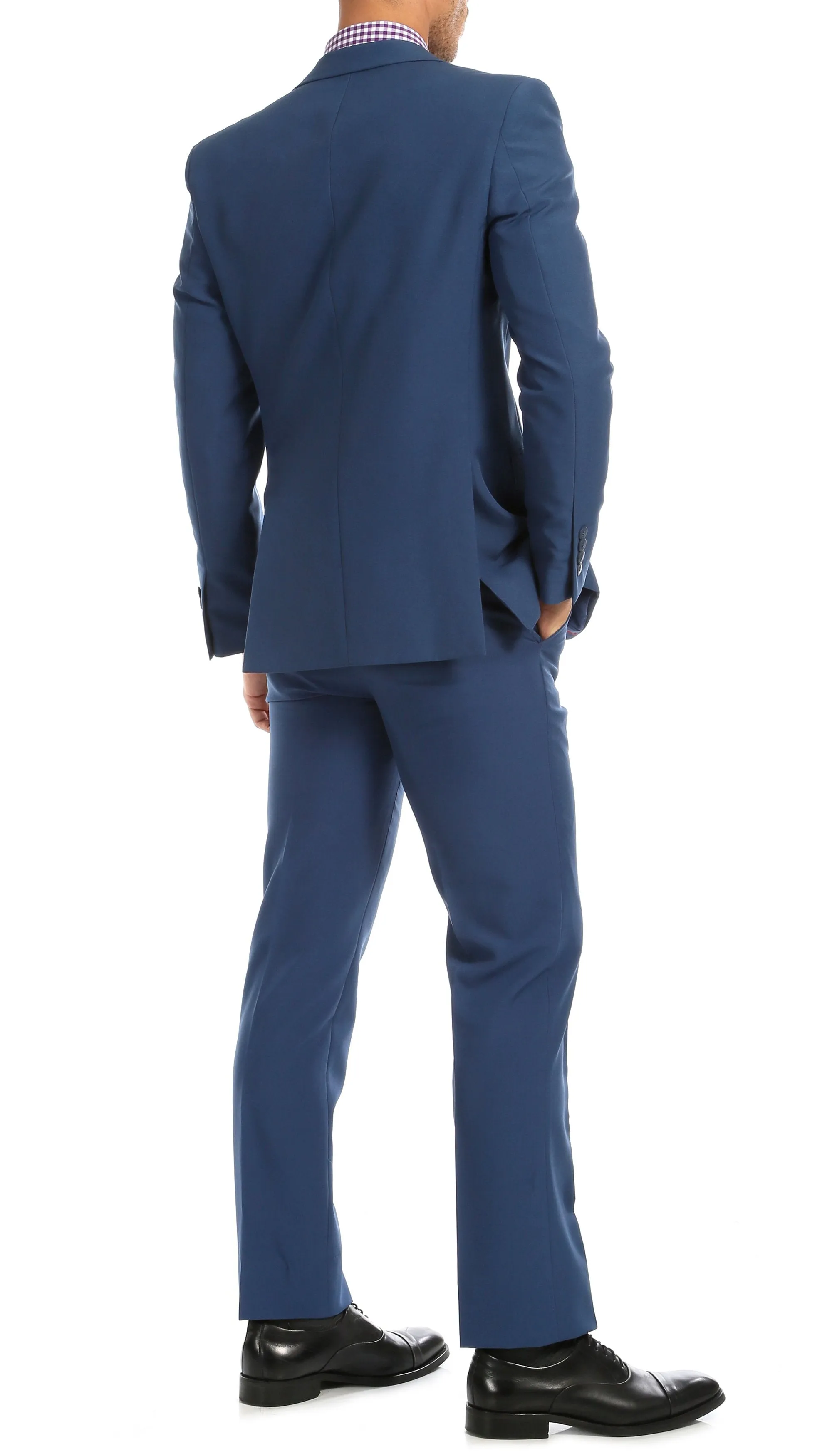 Paul Lorenzo Mens Indigo Slim Fit 2 Piece Suit