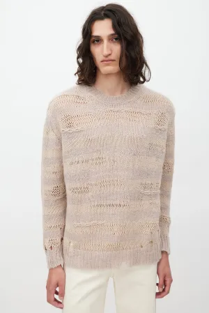 Pink & Beige Knit Striped Sweater