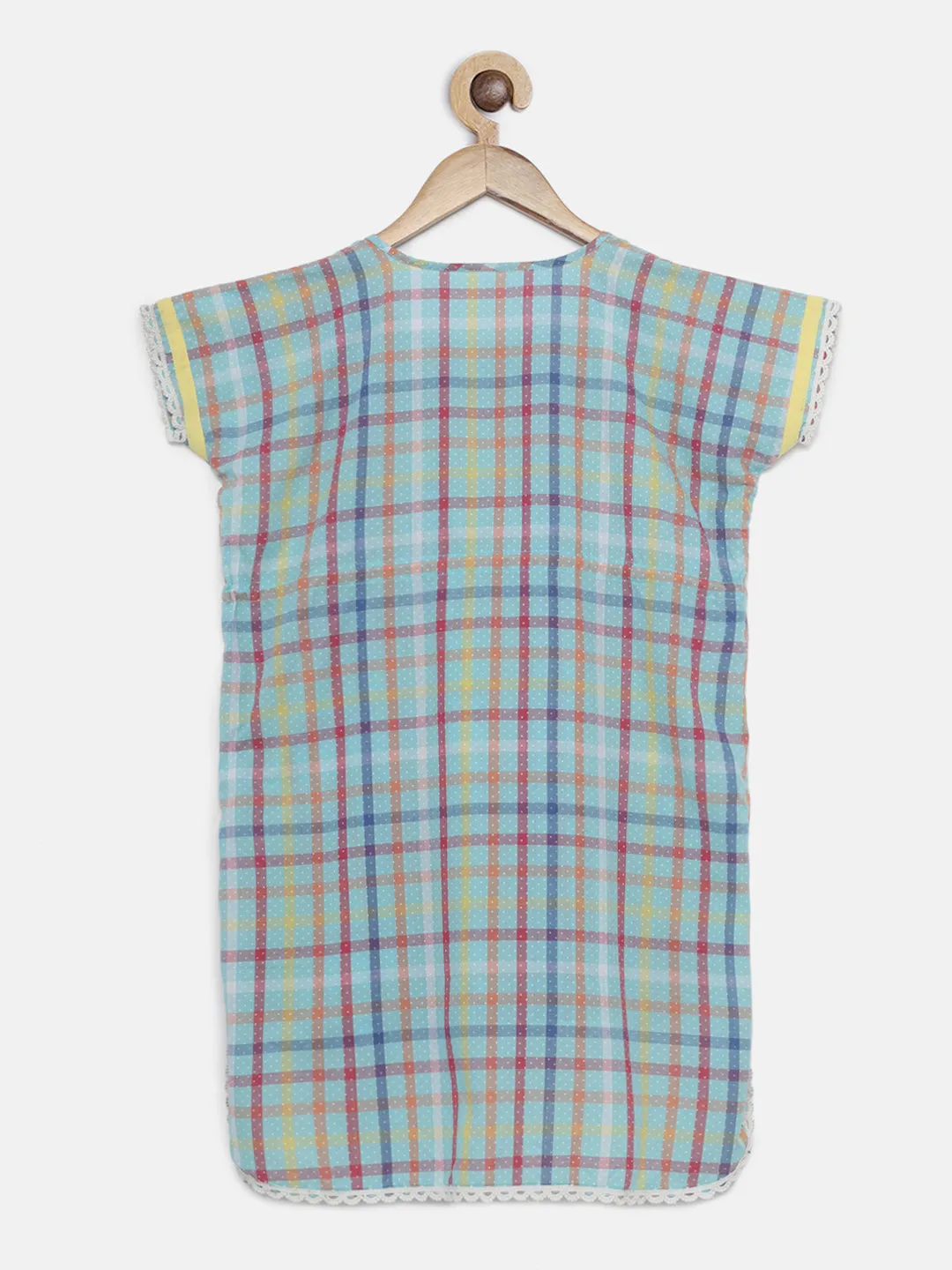 RAINBOW CHECKS KNEE LENGTH KAFTAN DRESS (Final Sale)