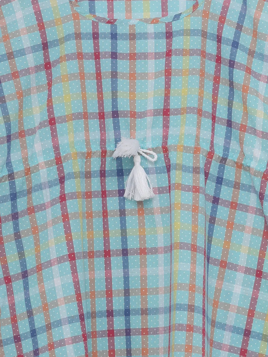 RAINBOW CHECKS KNEE LENGTH KAFTAN DRESS (Final Sale)