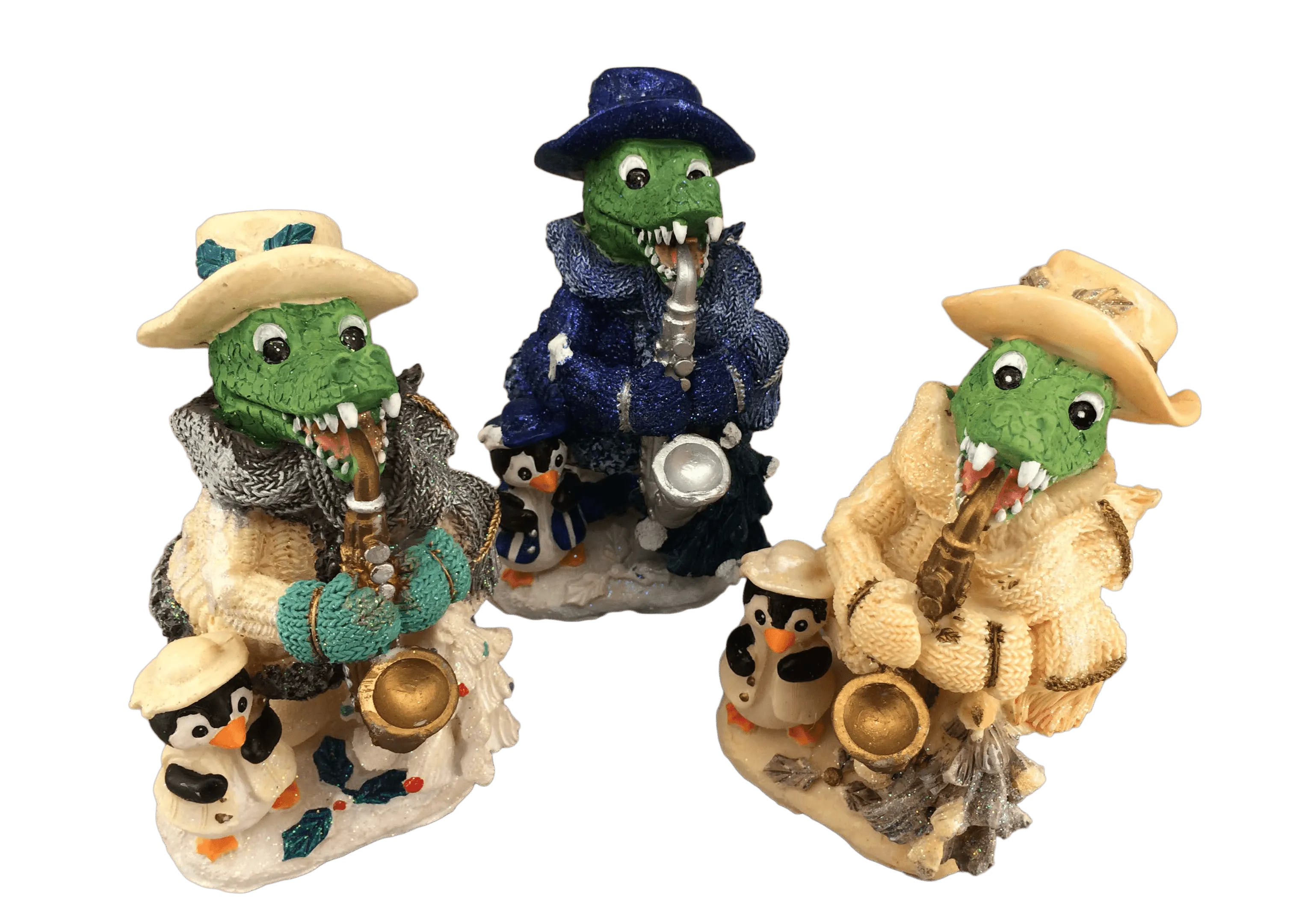 Saxophone & Sweater Gator Figurine - 3 Colors