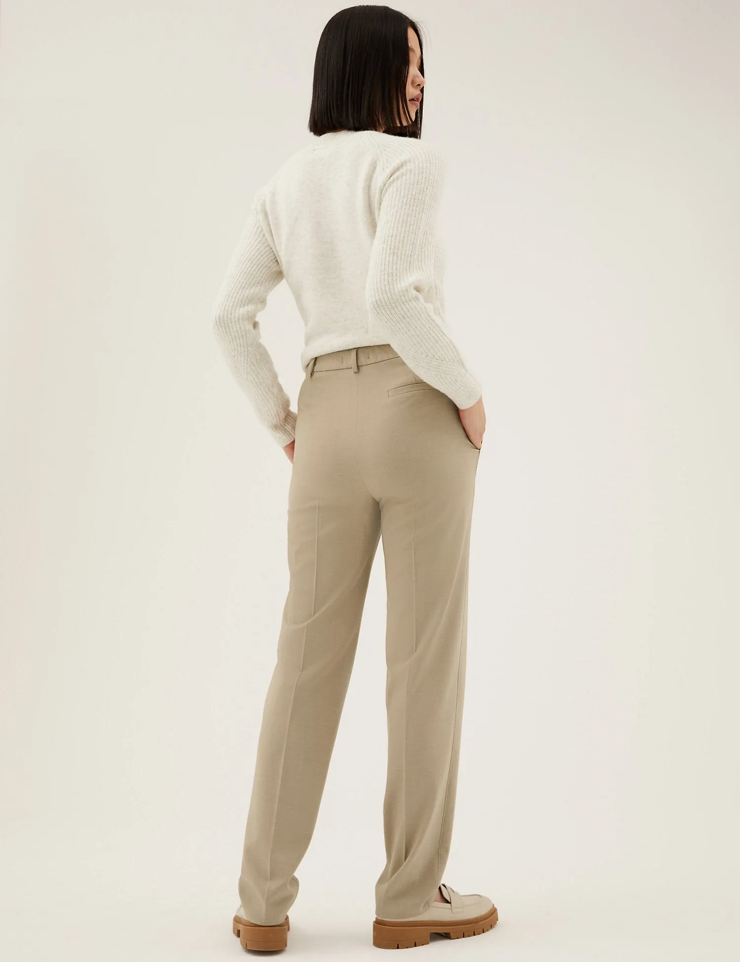 Straight Leg Trousers with Stretch