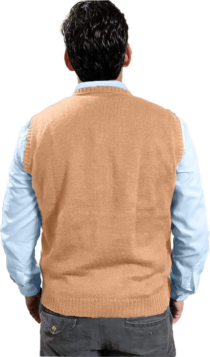 TINKUY Peru Mens Alpaca Wool V Neck Argyle Cardigan Vest, S-4XL