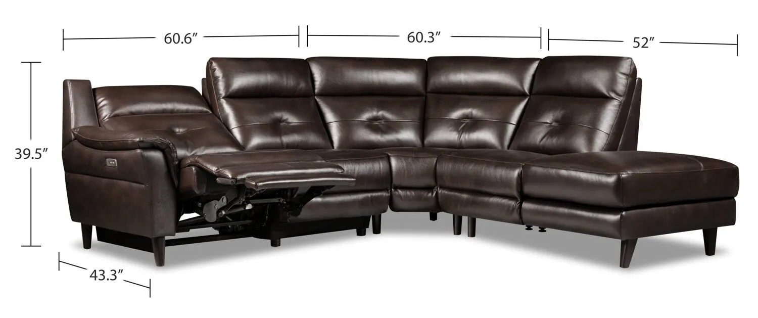 Tolo 3-Piece Right-Facing Power Reclining Sectional - Brown