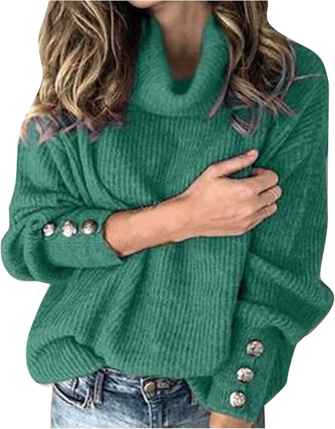 Turtleneck Loose Pullover Tops Sweater Mid Length Dress with Shoulder Sleeves and Half Turtleneck Sweater Neck Tops
