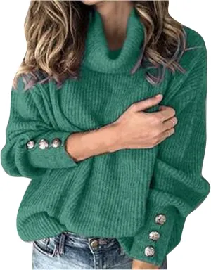 Turtleneck Loose Pullover Tops Sweater Mid Length Dress with Shoulder Sleeves and Half Turtleneck Sweater Neck Tops