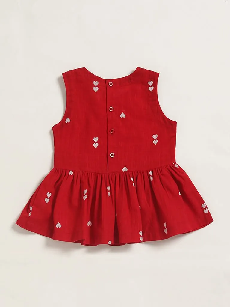 Utsa Kids Red Heart Printed A-Line Top (2 - 8yrs)