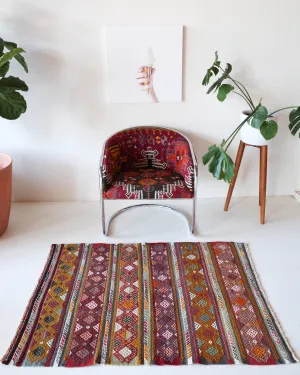 Vintage Mini Turkish Kilim Rug 3'3"x4'7"