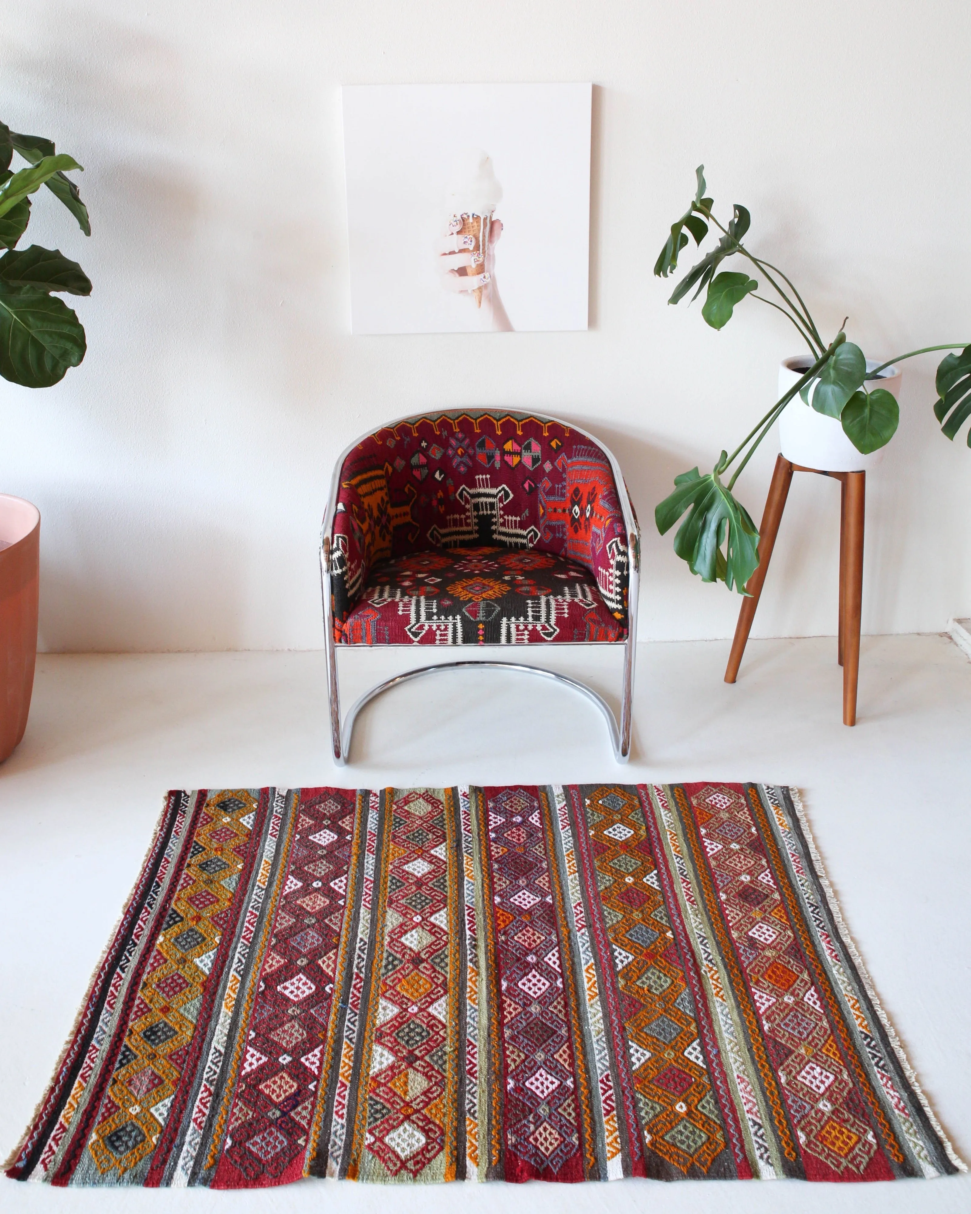 Vintage Mini Turkish Kilim Rug 3'3"x4'7"