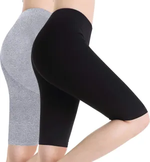 Women Under Dress Tight Shorts Stretch Knee Length Pants Thin Yoga Short Leggings