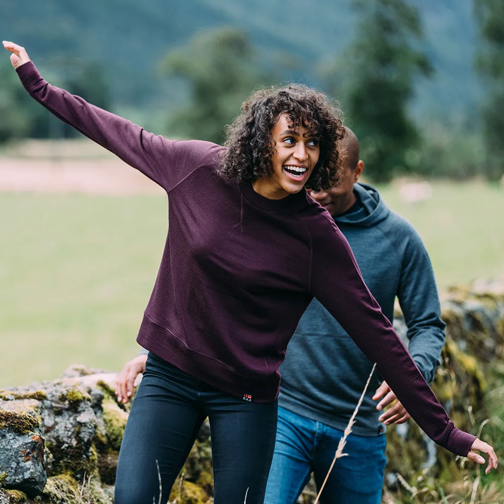 Womens Merino 260 Lounge Sweatshirt (Wine)