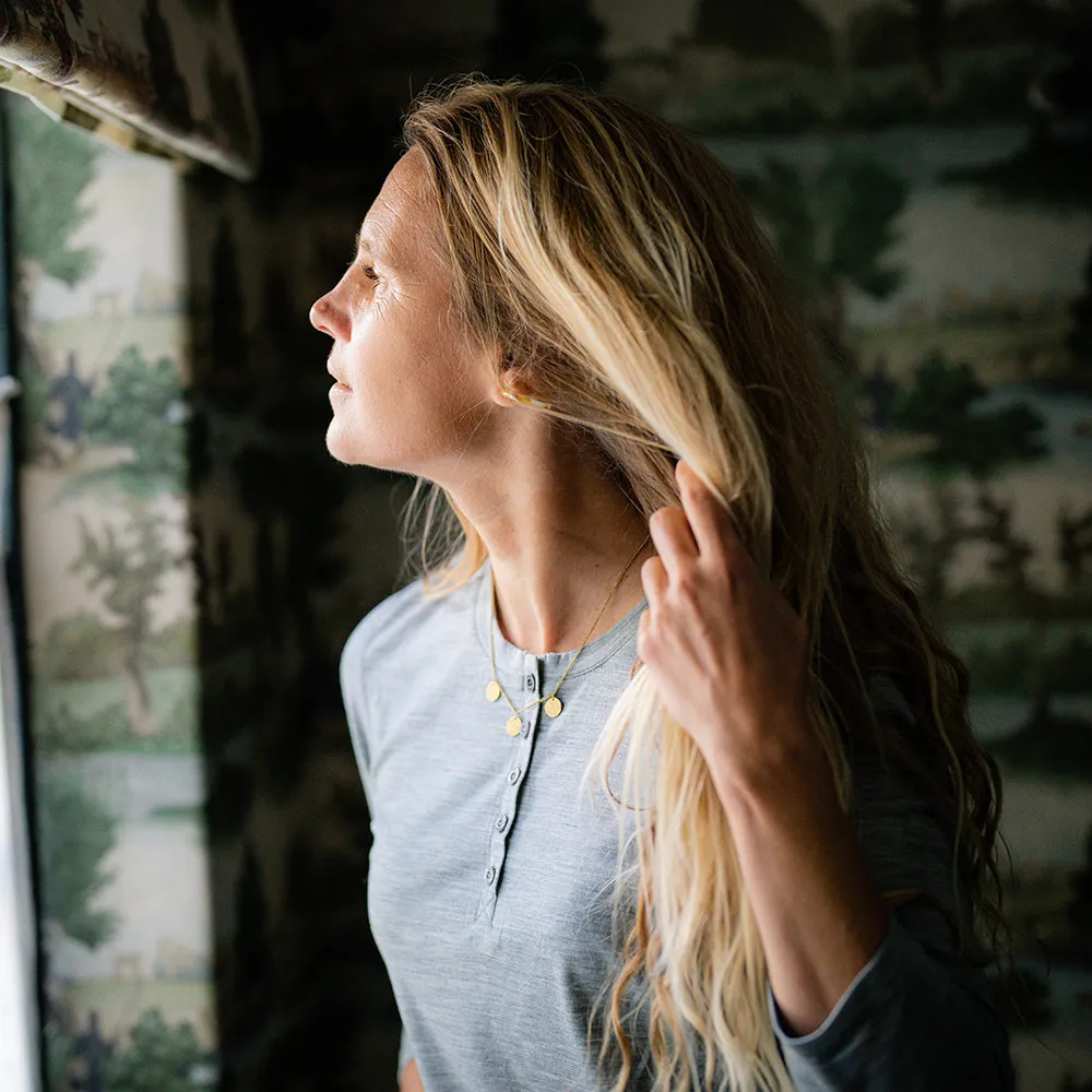 Womens Merino Blend 160 PJ Henley (Cloud Melange)