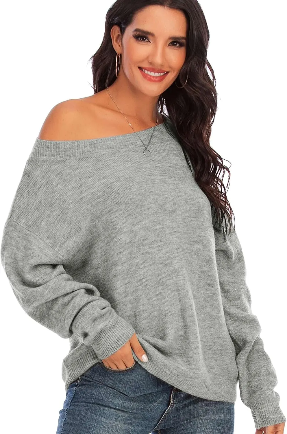 Woolicity Women's Oversized Sweater Loose Fitting Crewneck Knit Pullover Casual Cozy Lightweight Tops Winter Fall