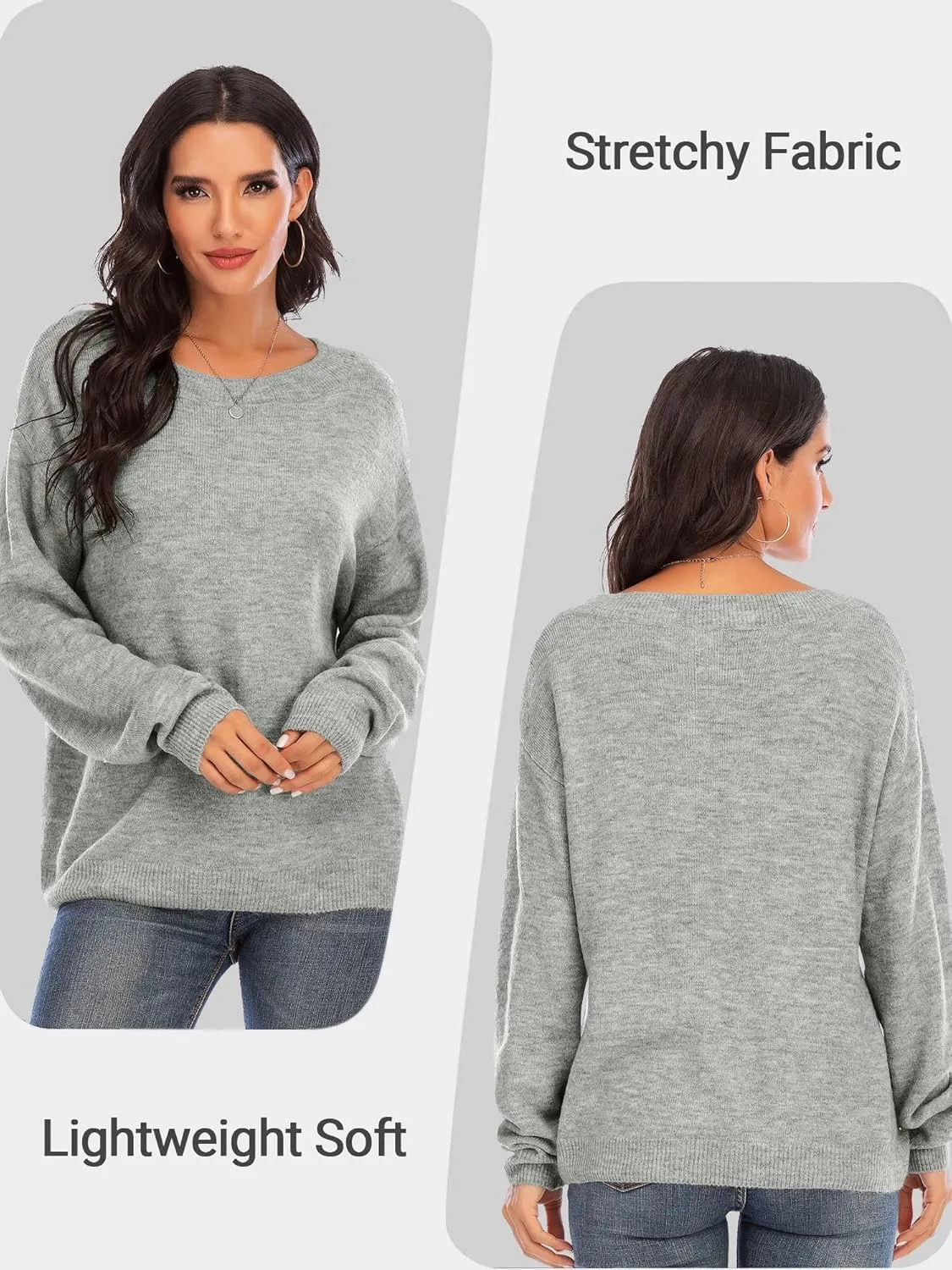 Woolicity Women's Oversized Sweater Loose Fitting Crewneck Knit Pullover Casual Cozy Lightweight Tops Winter Fall