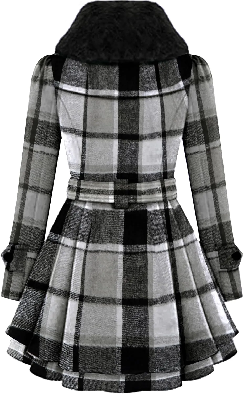 Zeagoo Women's Fashion Faux Fur Lapel Double-Breasted Thick Wool Trench Coat Winter Warm Jacket S-2XL
